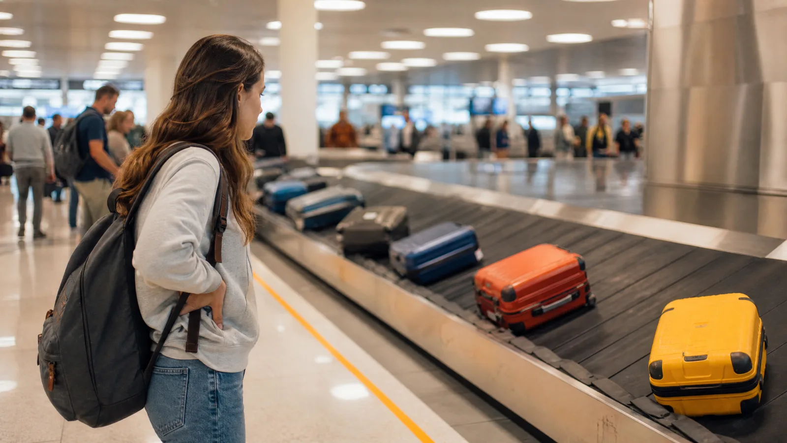 Maleta de viaje en un aeropuerto